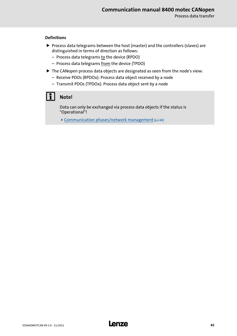 Lenze E84DGFCC User Manual | Page 45 / 111
