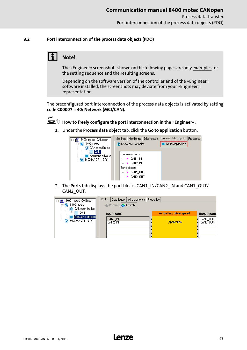 Lenze E84DGFCC User Manual | Page 47 / 111