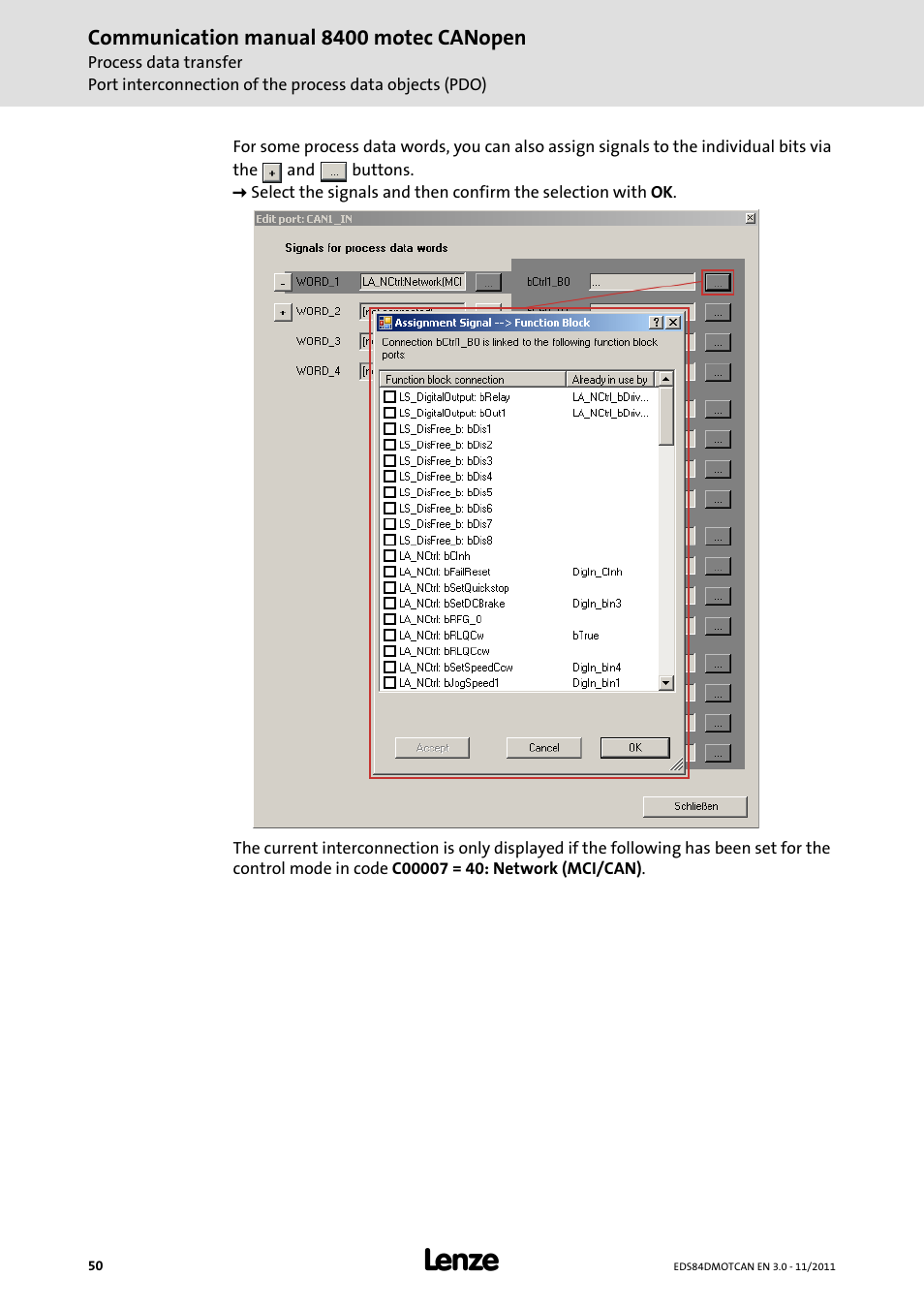 Lenze E84DGFCC User Manual | Page 50 / 111