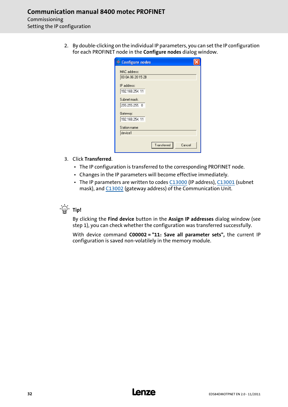 Lenze E84DGFCR User Manual | Page 32 / 90