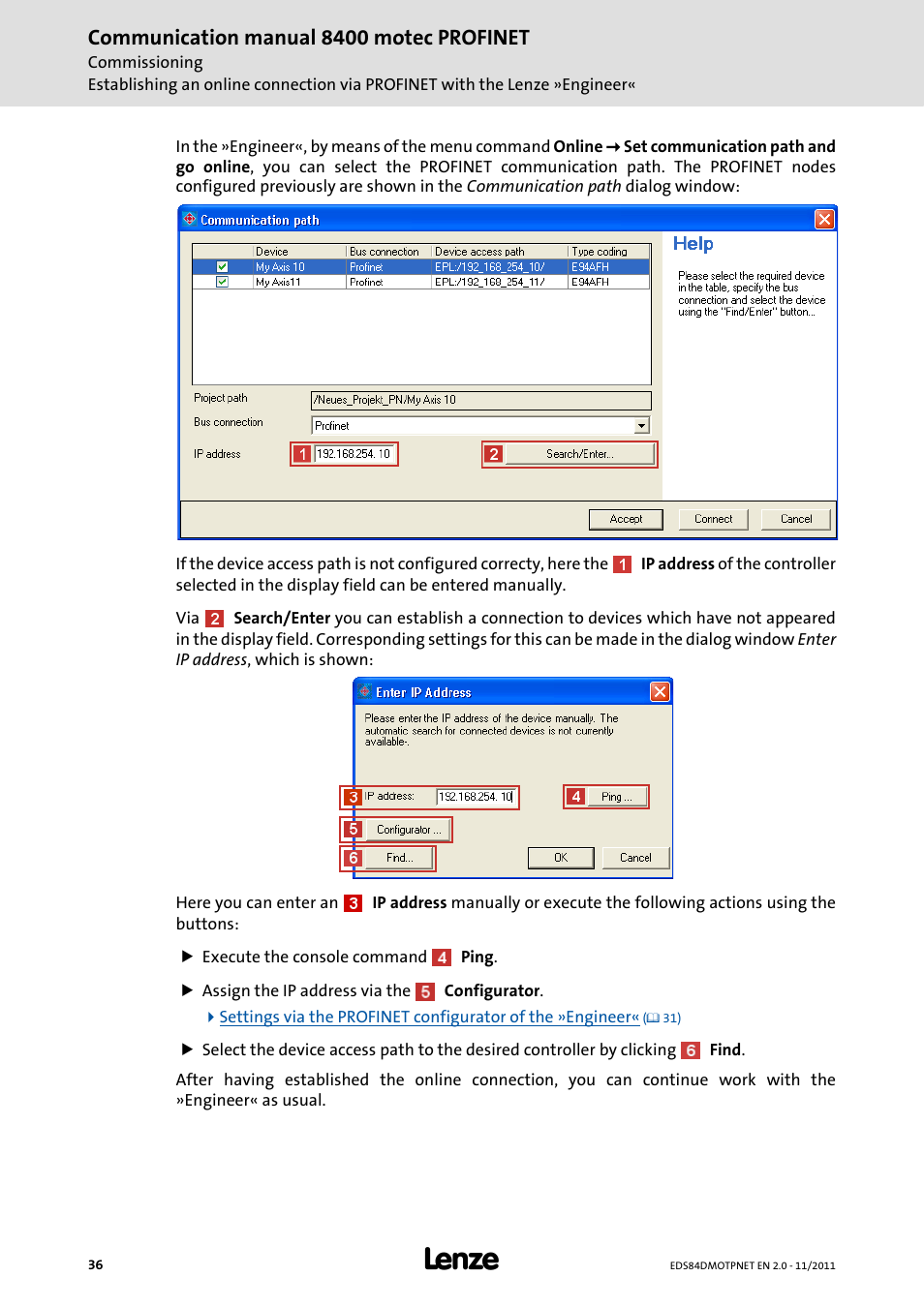 Communication manual 8400 motec profinet | Lenze E84DGFCR User Manual | Page 36 / 90