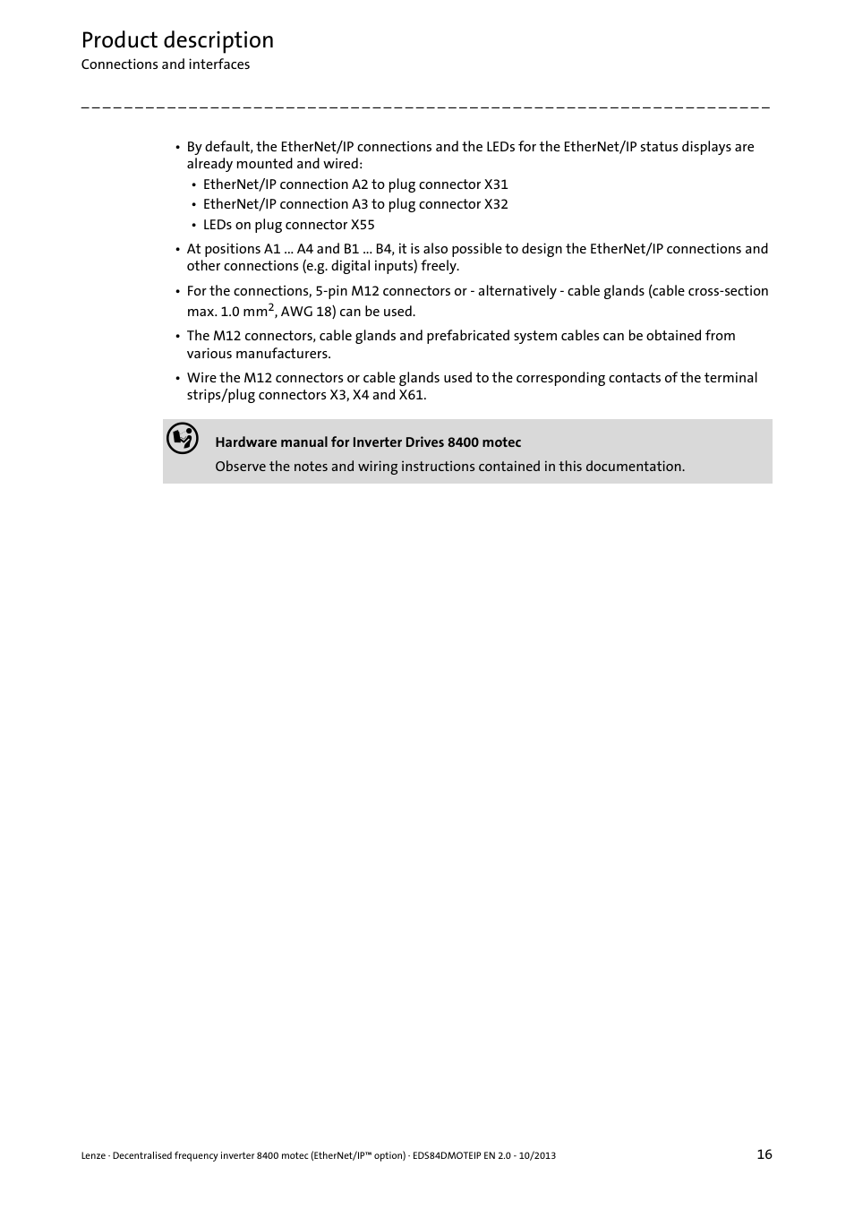 Product description | Lenze E84DGFCG User Manual | Page 16 / 149