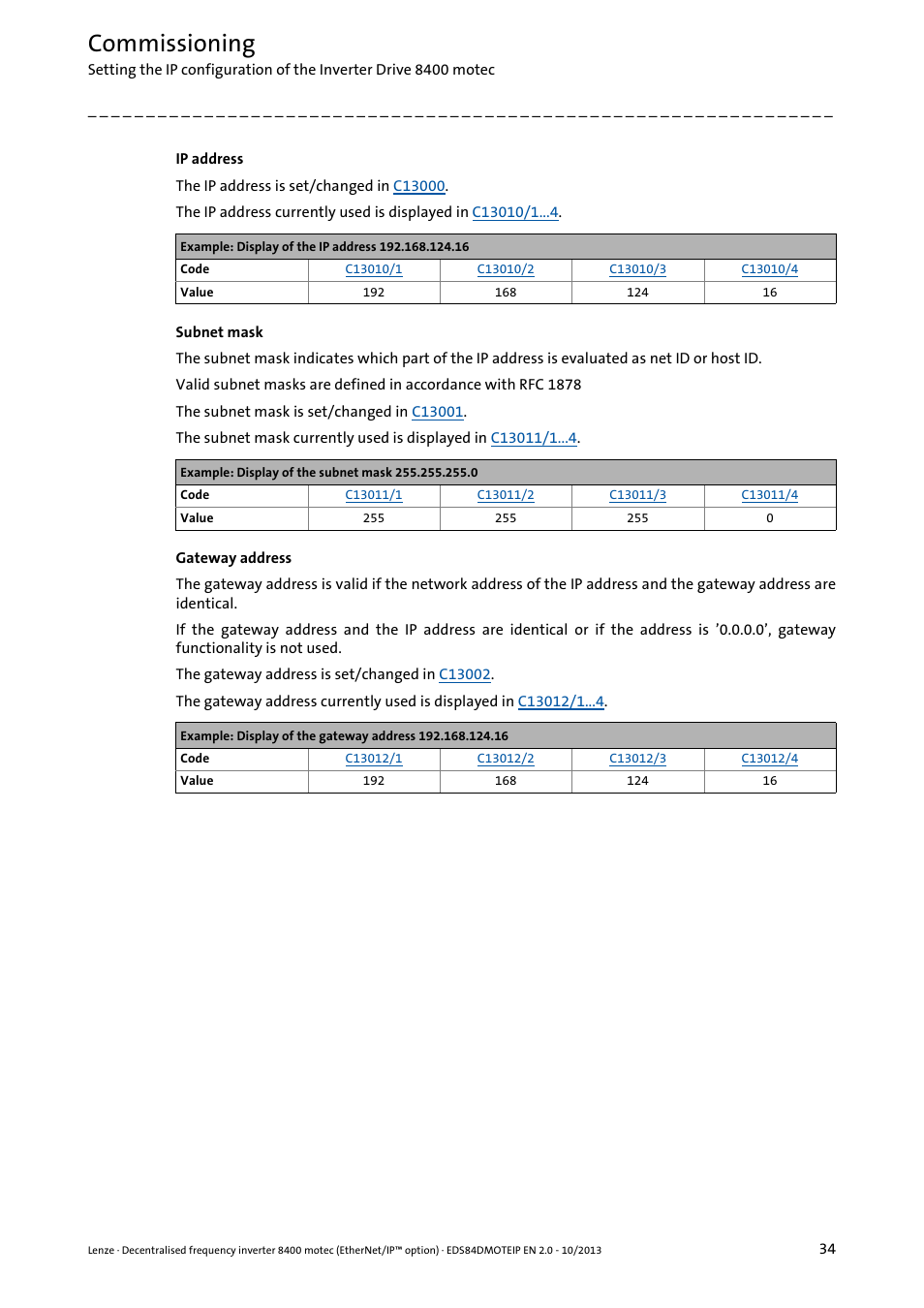 Commissioning | Lenze E84DGFCG User Manual | Page 34 / 149