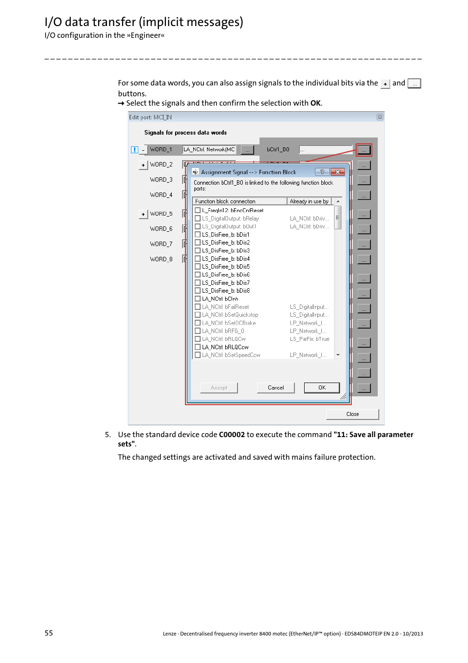 I/o data transfer (implicit messages) | Lenze E84DGFCG User Manual | Page 55 / 149