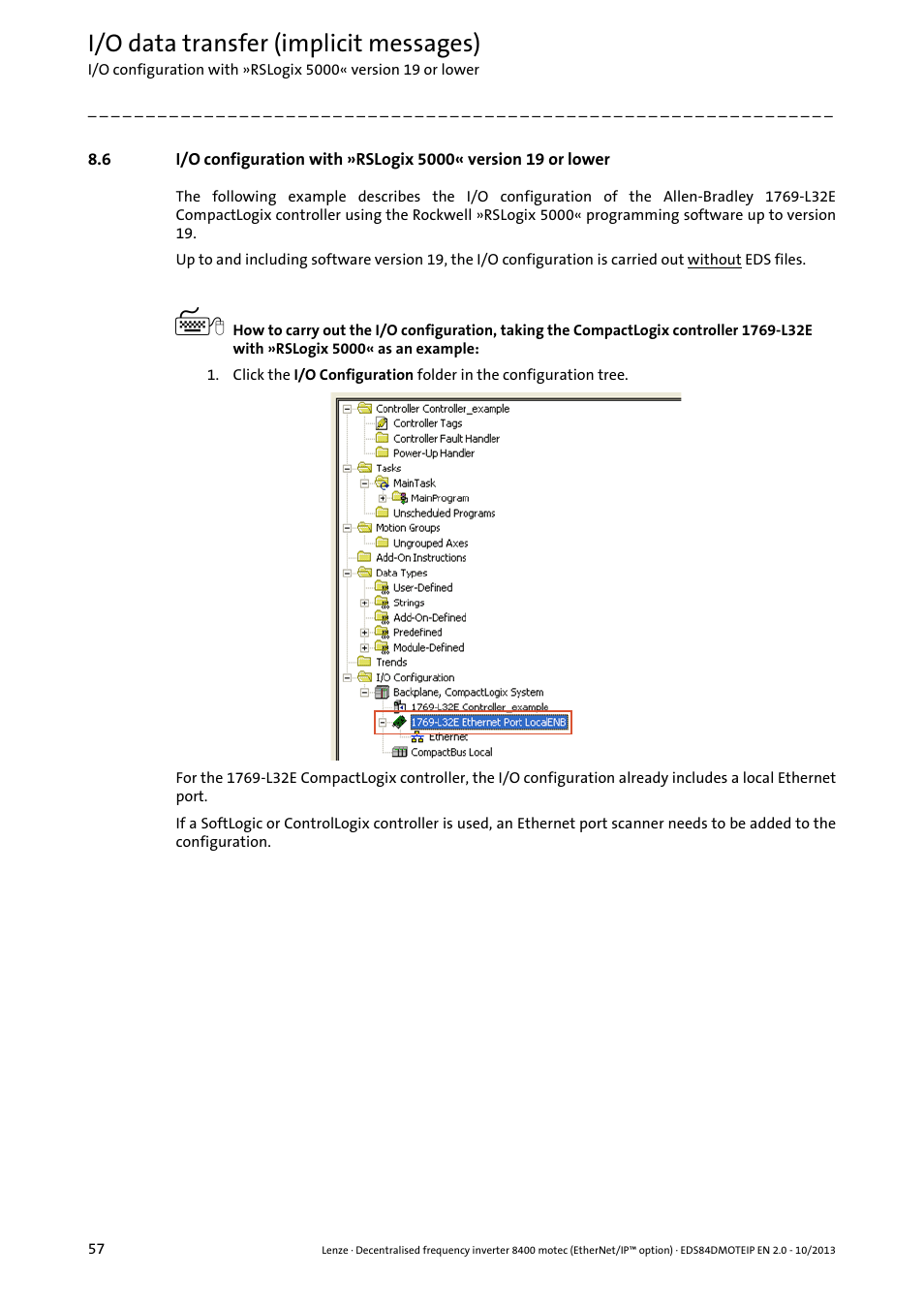 I/o data transfer (implicit messages) | Lenze E84DGFCG User Manual | Page 57 / 149