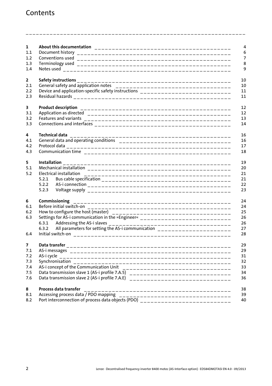 Lenze E84DGFCA User Manual | Page 2 / 74