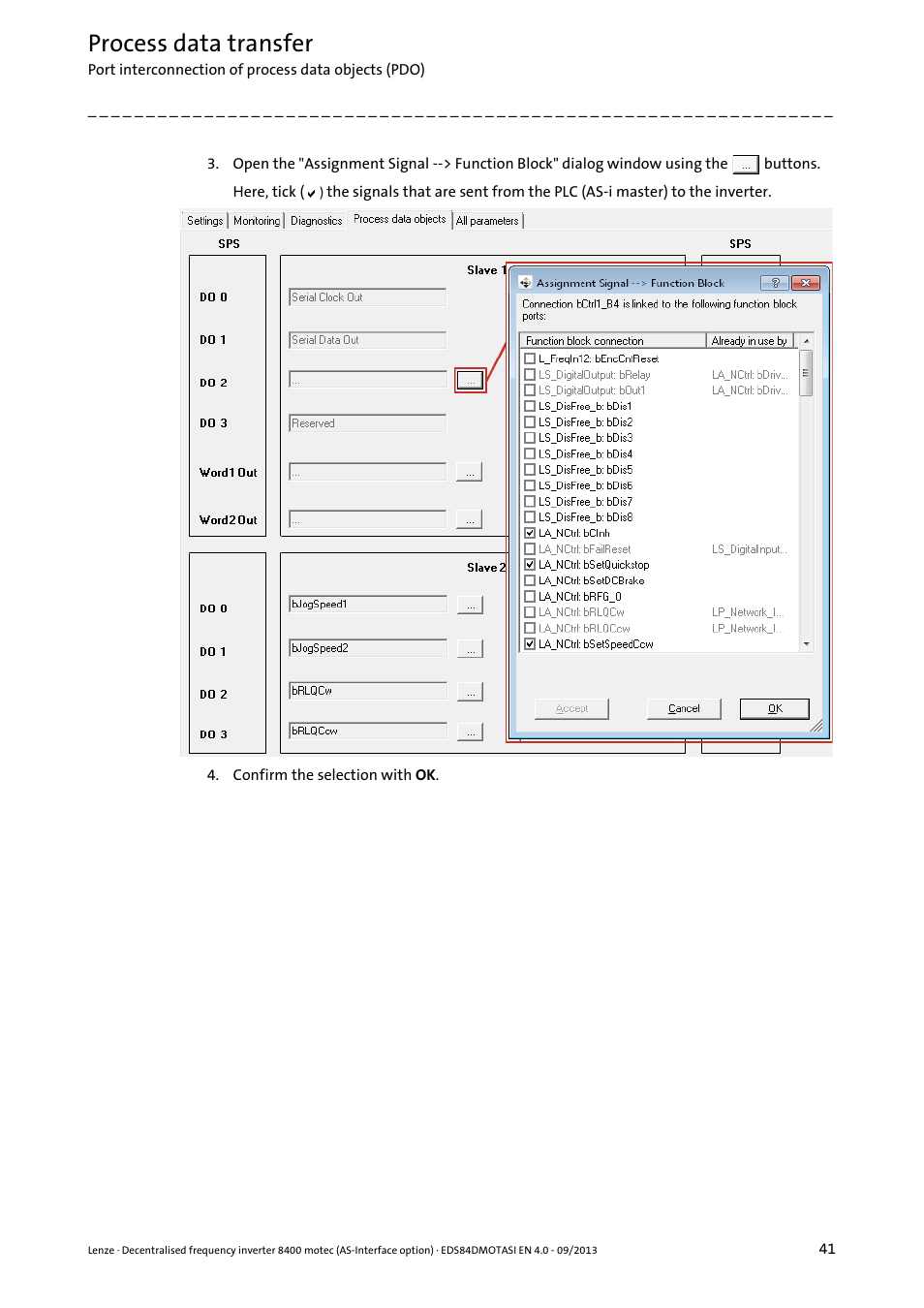 Process data transfer | Lenze E84DGFCA User Manual | Page 41 / 74