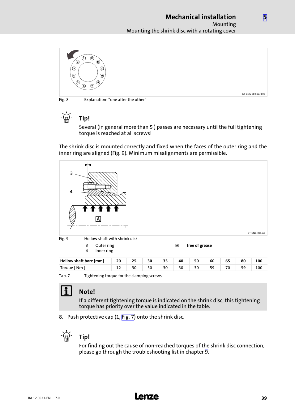 Mechanical installation | Lenze GSS User Manual | Page 39 / 80