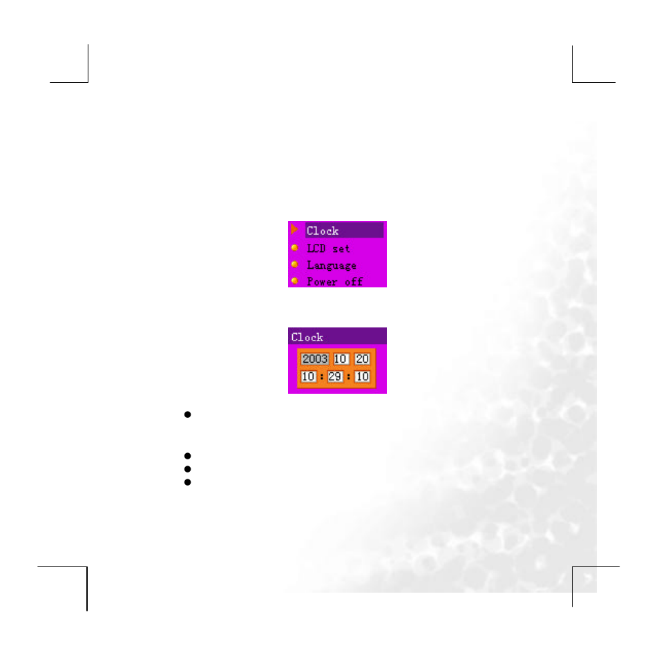 System setup, Clock setting | BenQ JOYBEE P330 User Manual | Page 42 / 59
