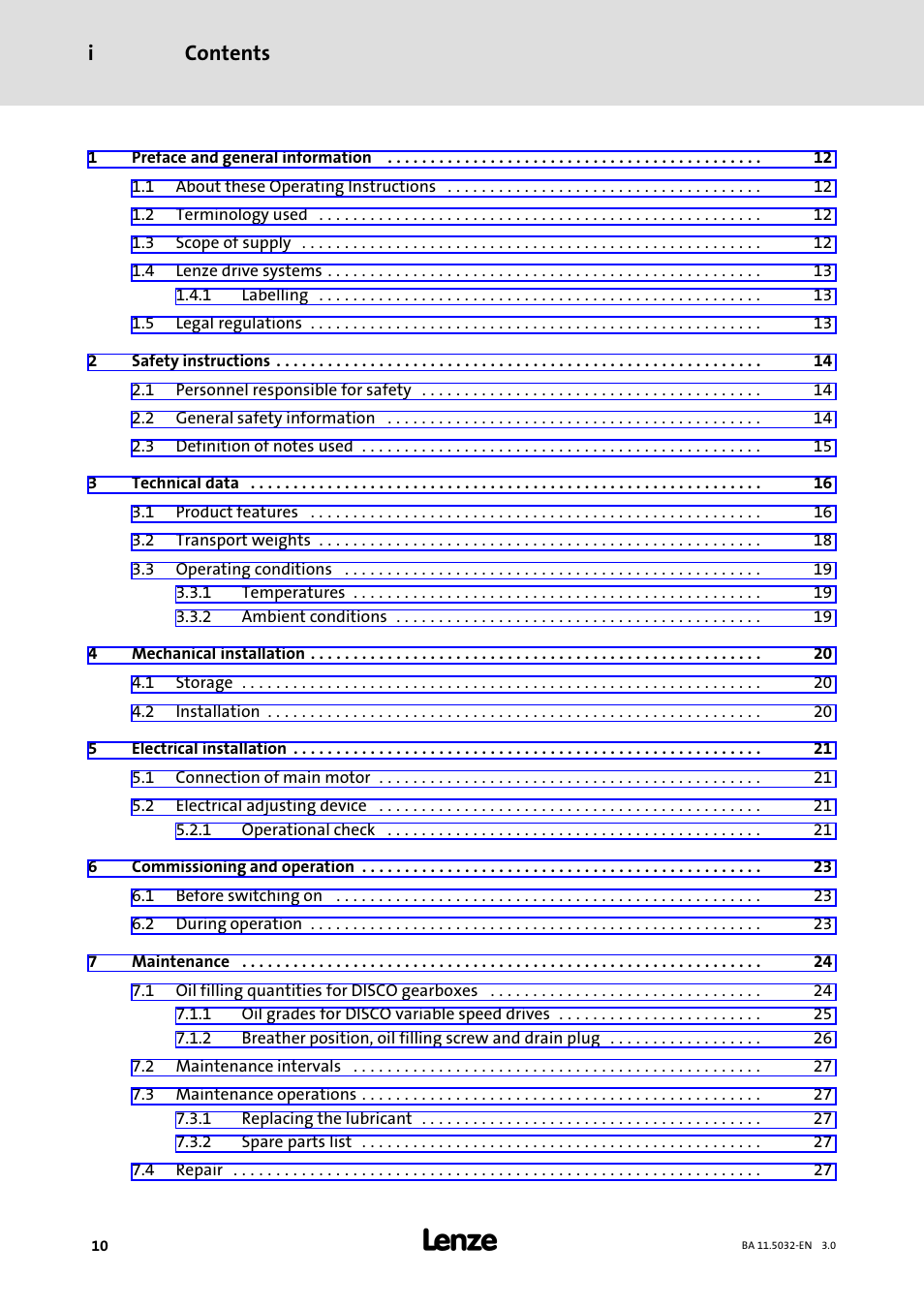 Lenze DISCO−Variable speed drive User Manual | Page 10 / 44