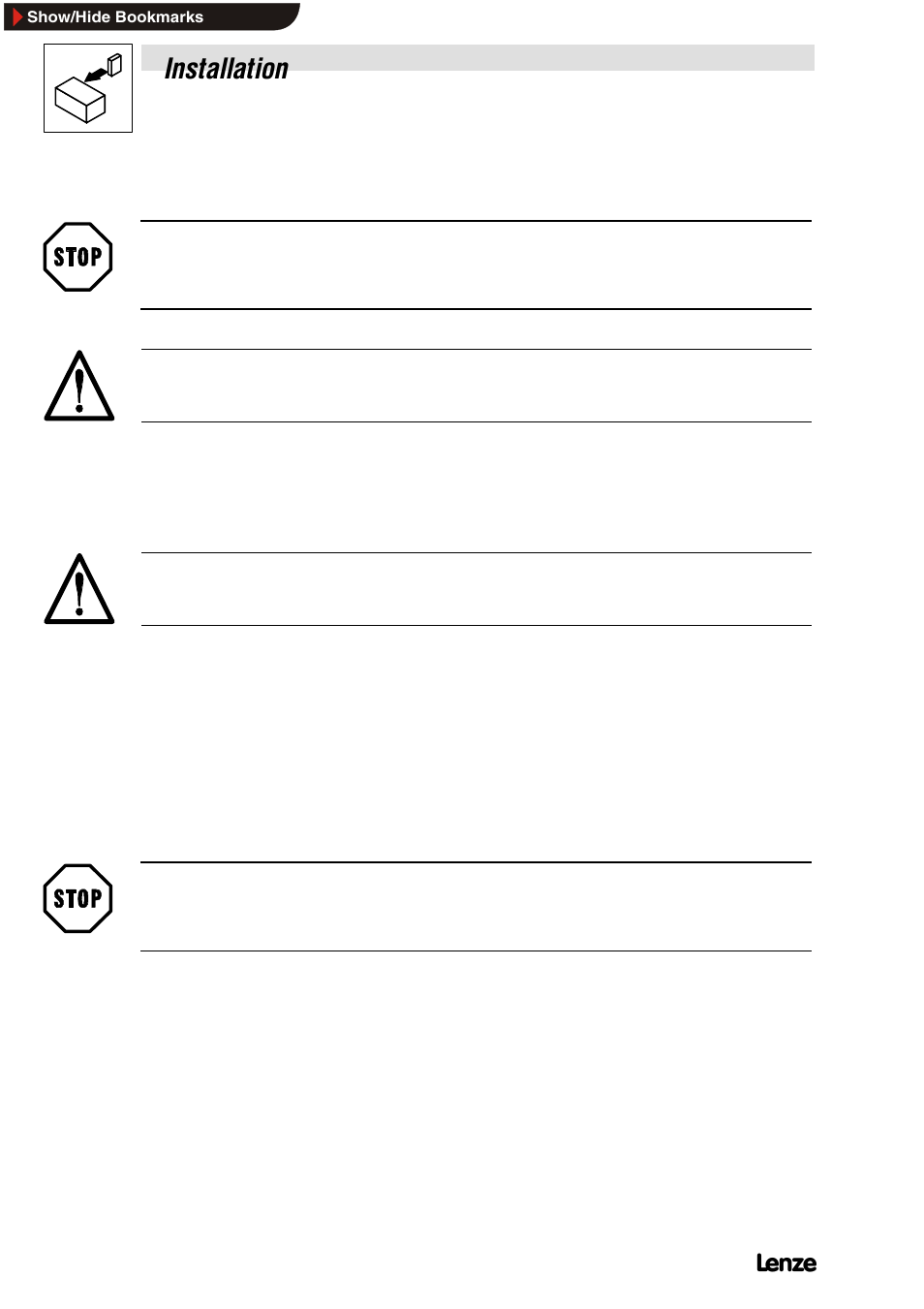 3 electrical connection, 1 connection of the main motor, 2 connection of the remote-control motor | Electrical connection, Connection of the main motor, Connection of the remote-control motor, Installation | Lenze SIMPLABELT Compact Units User Manual | Page 16 / 30