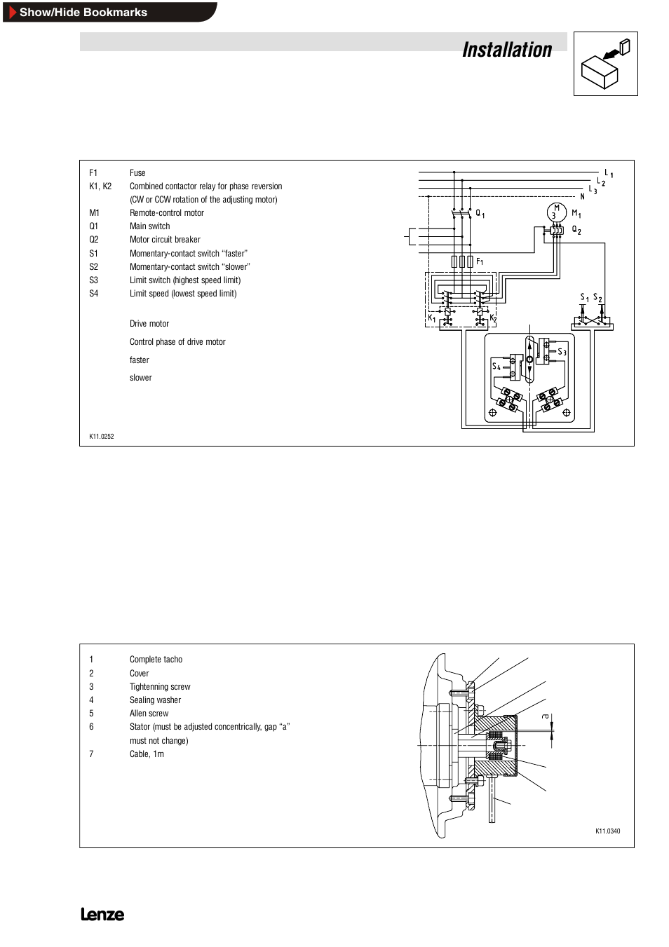 3 connection of the speed measuring unit, Connection of the speed measuring unit, Installation | Lenze SIMPLABELT Compact Units User Manual | Page 17 / 30