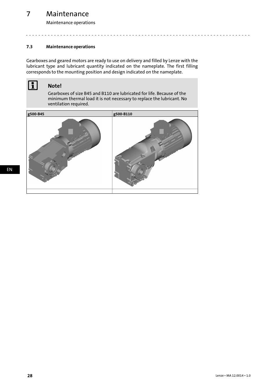 3 maintenance operations, Maintenance operations, Maintenance | Lenze g500 User Manual | Page 28 / 36
