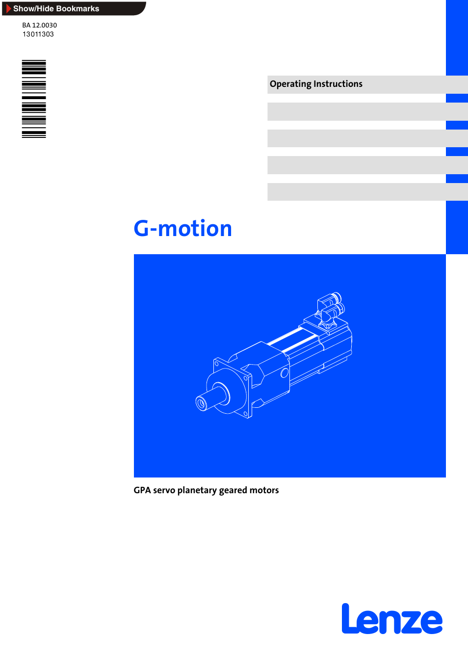 Lenze GPA servo planetary geared motors User Manual | 23 pages