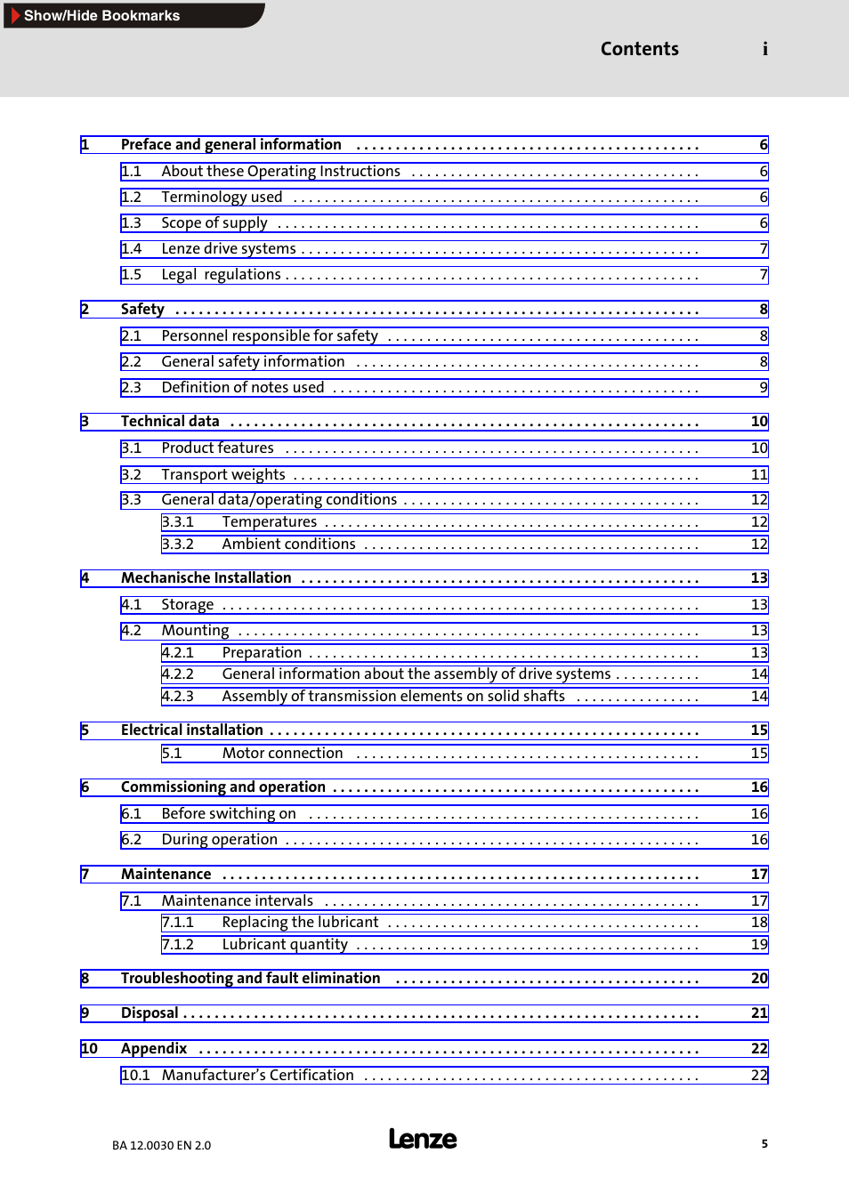 Lenze GPA servo planetary geared motors User Manual | Page 5 / 23