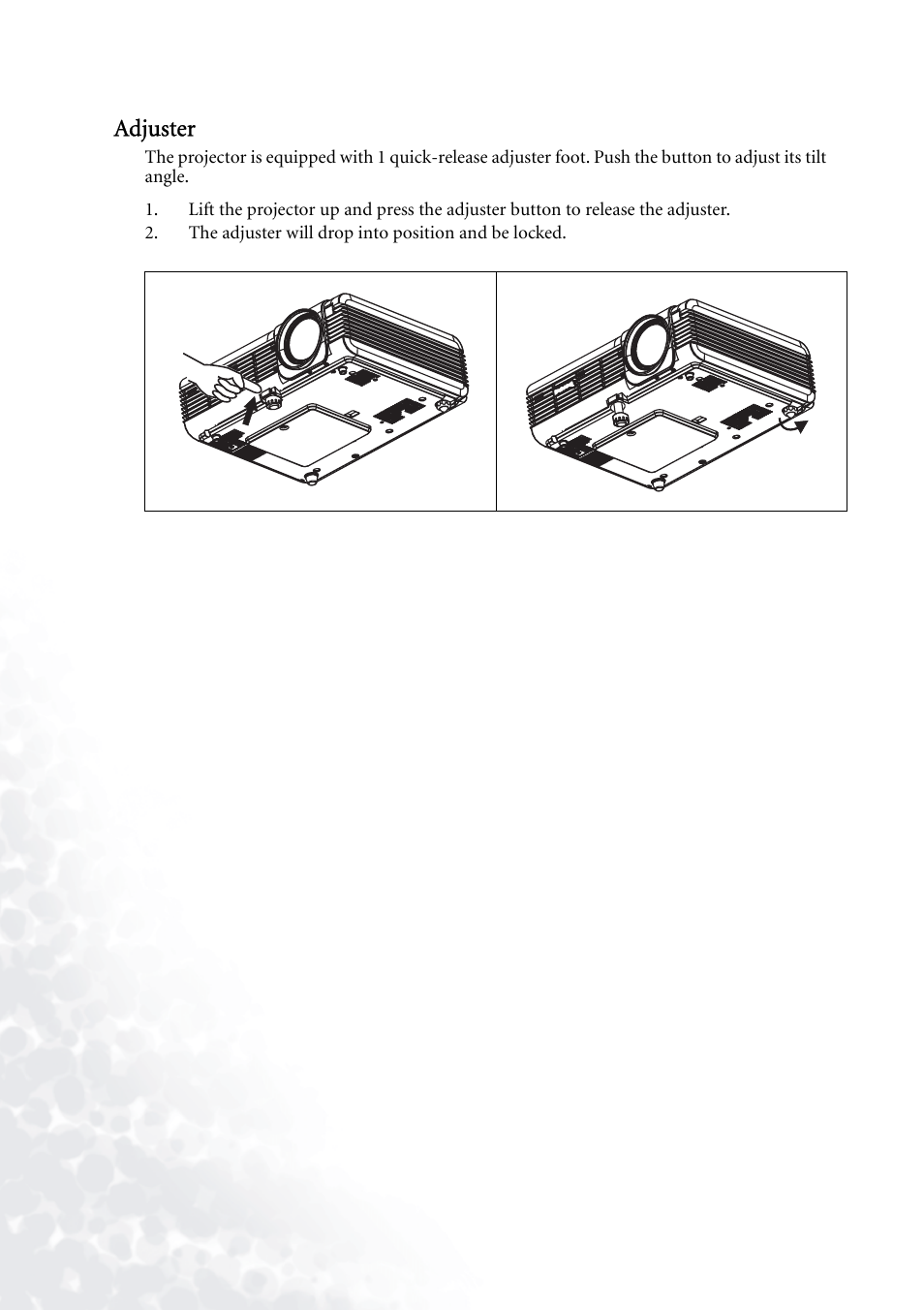 Adjuster | BenQ PB7230 User Manual | Page 12 / 44