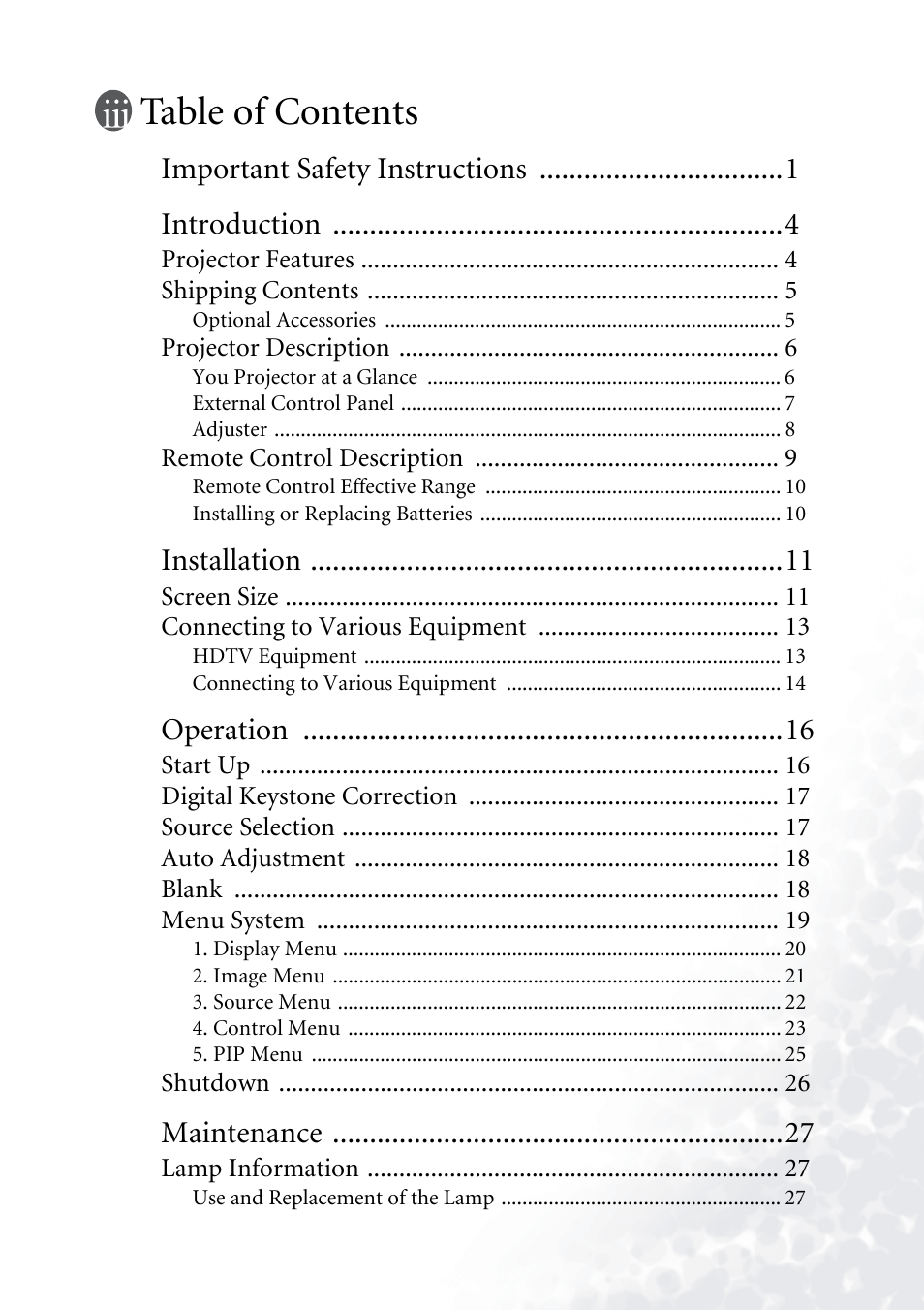 BenQ PB7230 User Manual | Page 3 / 44