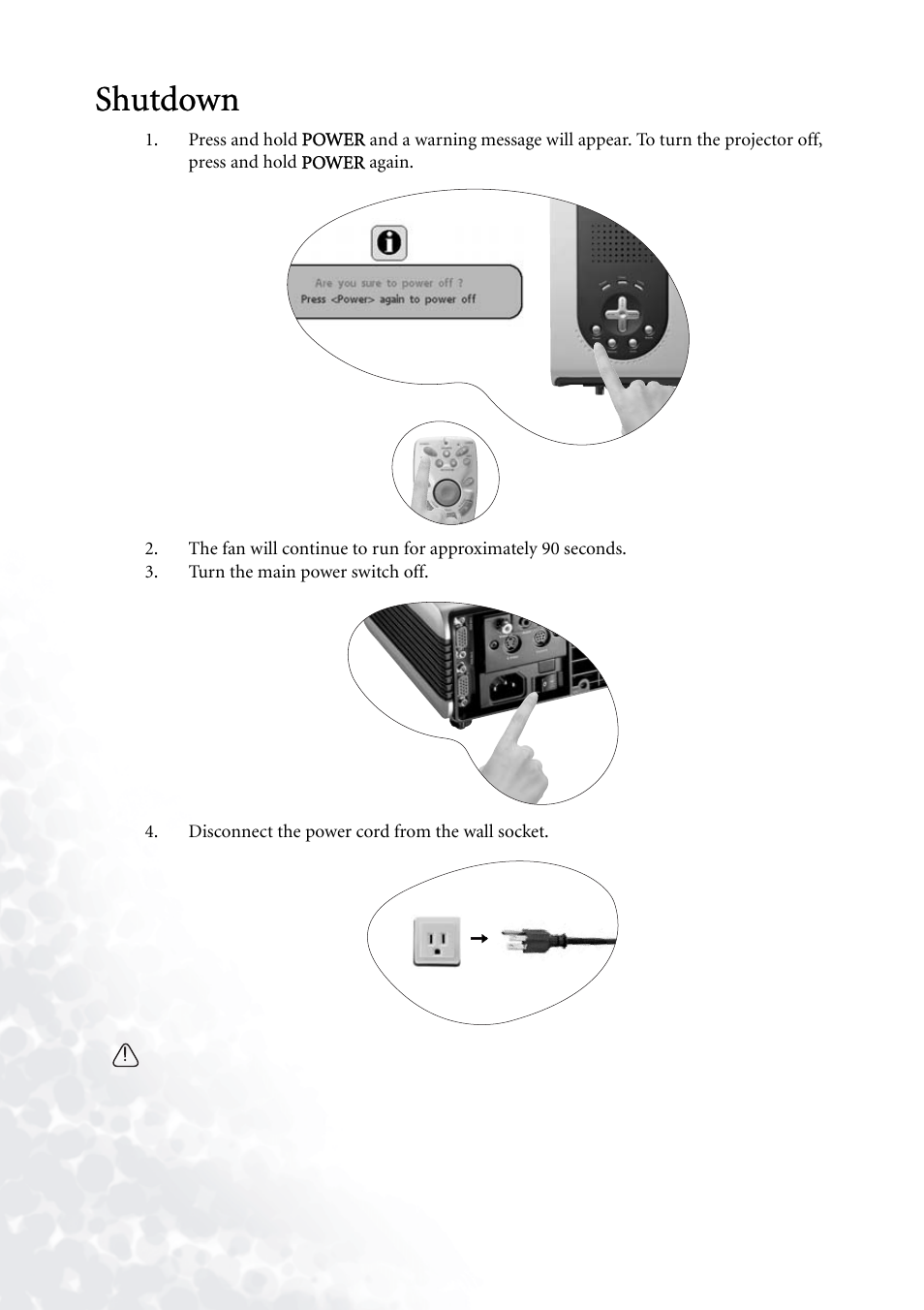 Shutdown | BenQ PB7230 User Manual | Page 30 / 44