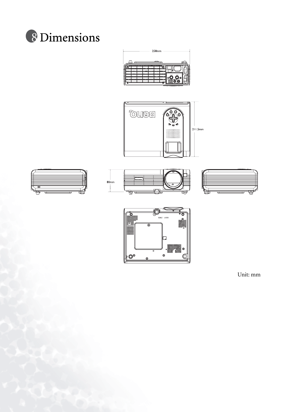 Dimensions | BenQ PB7230 User Manual | Page 42 / 44