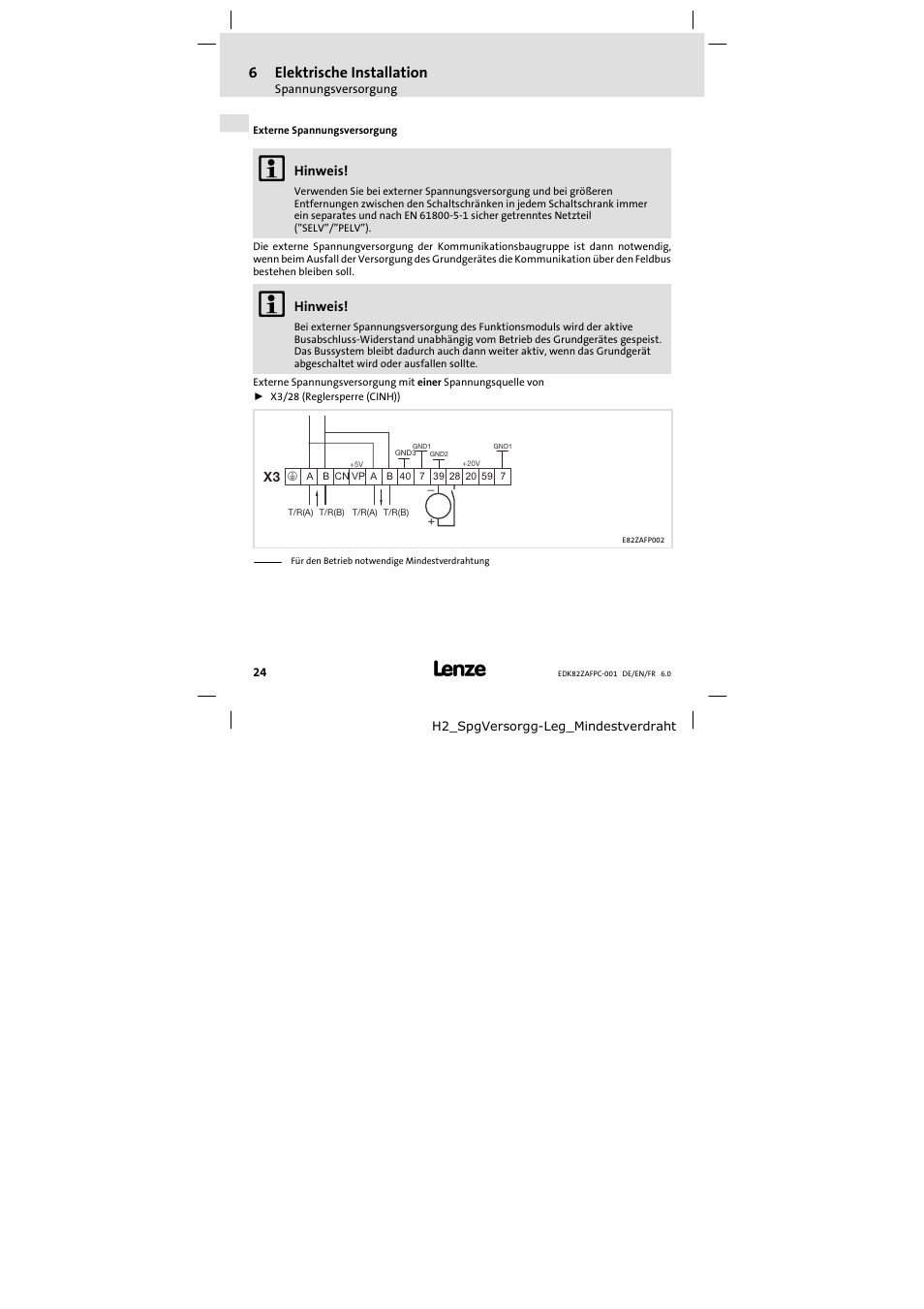 Lenze E82ZAFPC001 User Manual | Page 24 / 100