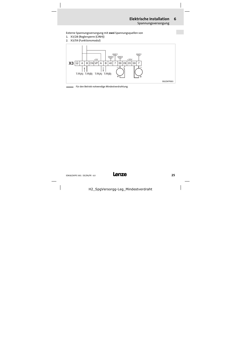 Elektrische installation | Lenze E82ZAFPC001 User Manual | Page 25 / 100