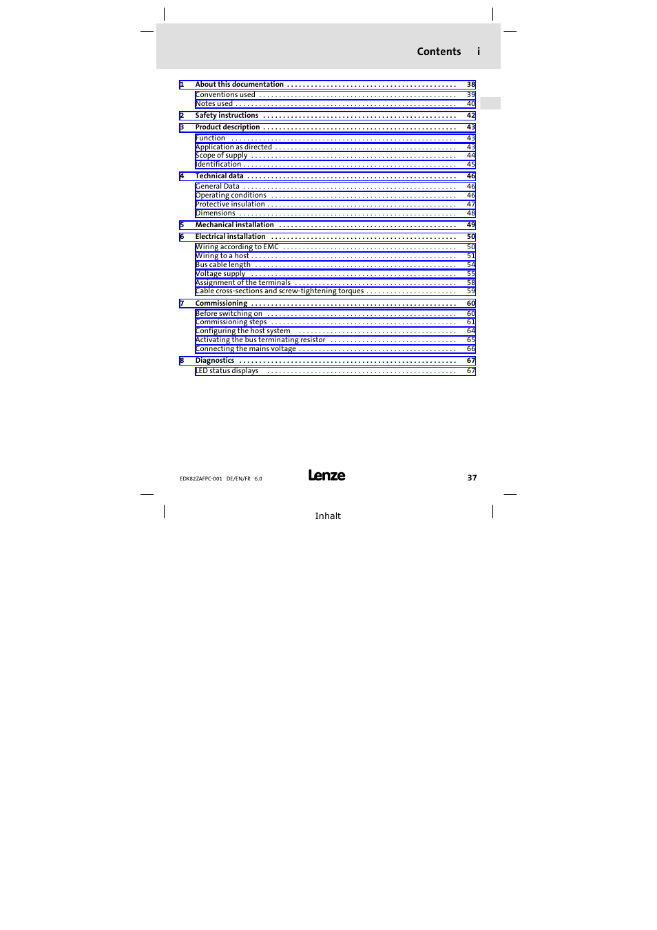 Lenze E82ZAFPC001 User Manual | Page 37 / 100