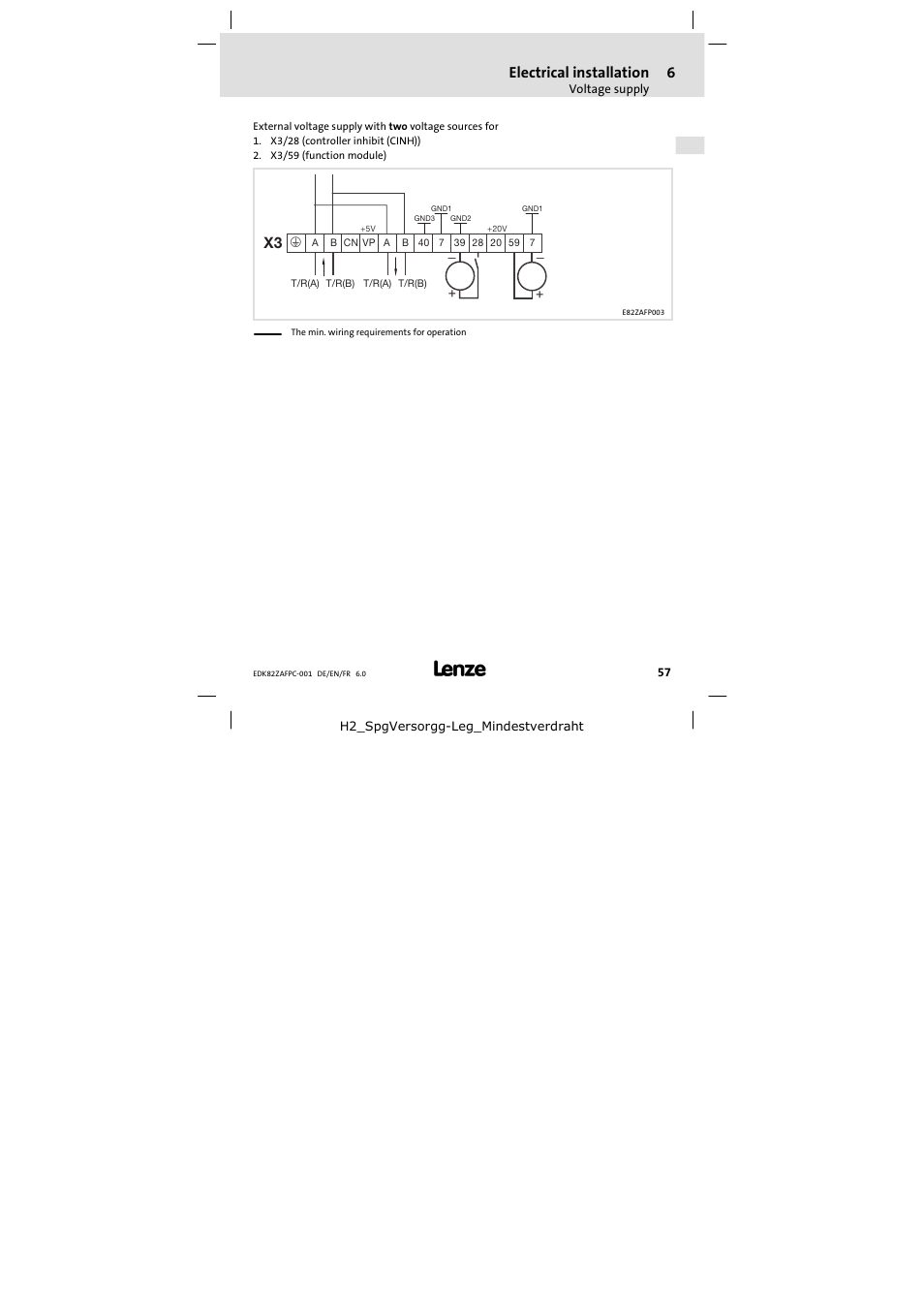 Electrical installation | Lenze E82ZAFPC001 User Manual | Page 57 / 100