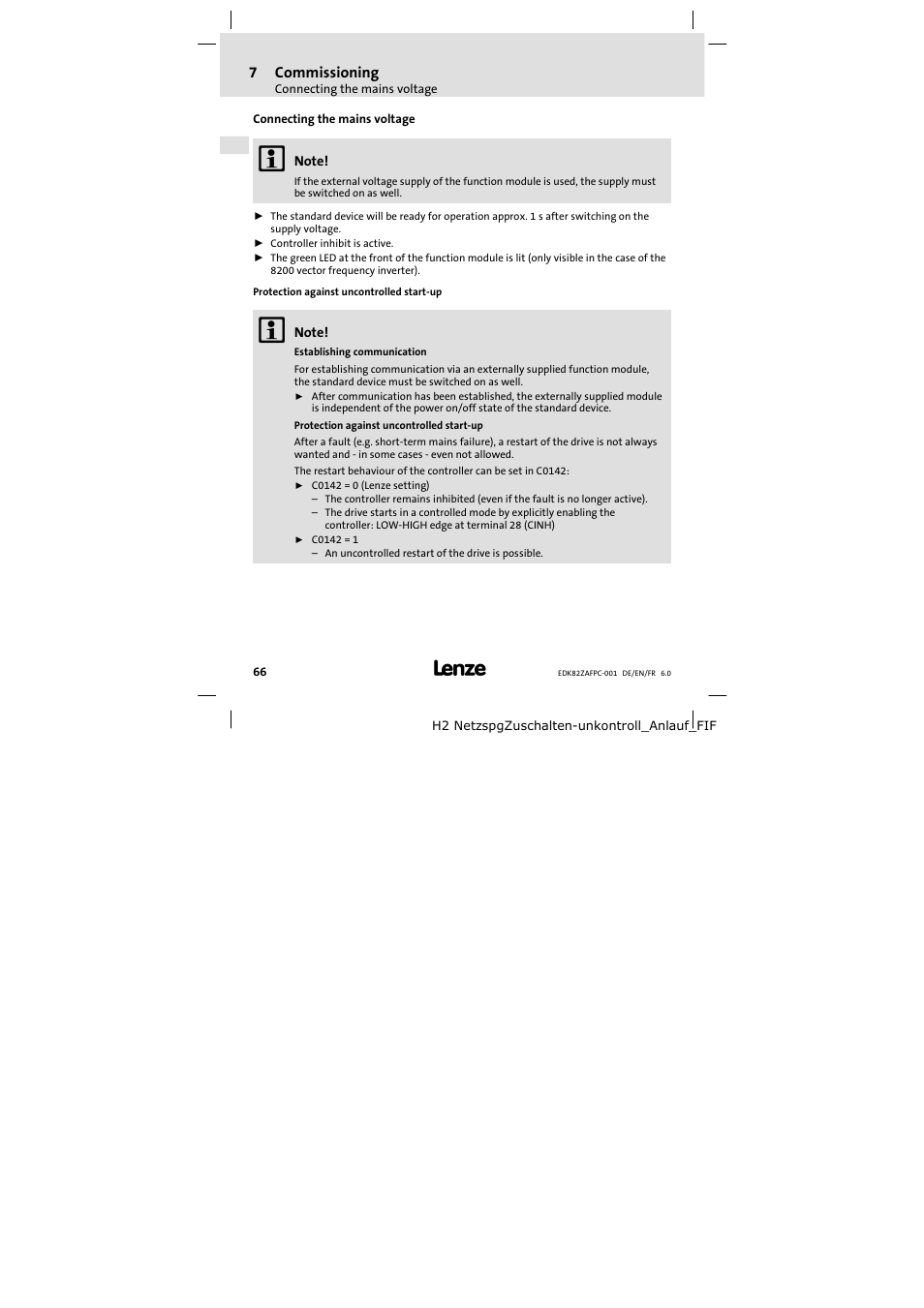 Connecting the mains voltage | Lenze E82ZAFPC001 User Manual | Page 66 / 100
