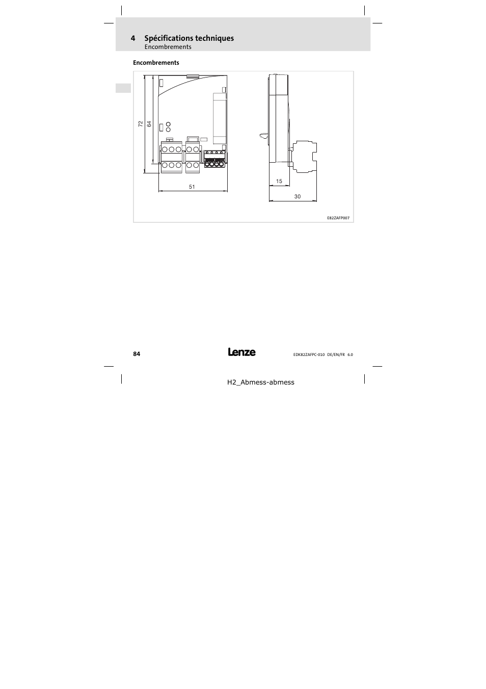Encombrements | Lenze E82ZAFPC010 User Manual | Page 84 / 106