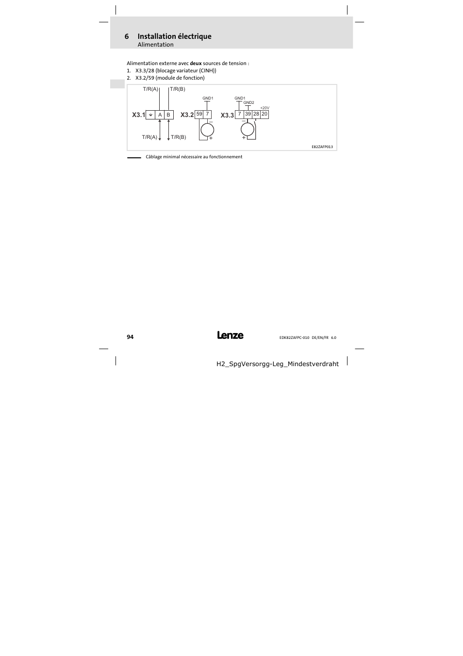 6installation électrique | Lenze E82ZAFPC010 User Manual | Page 94 / 106