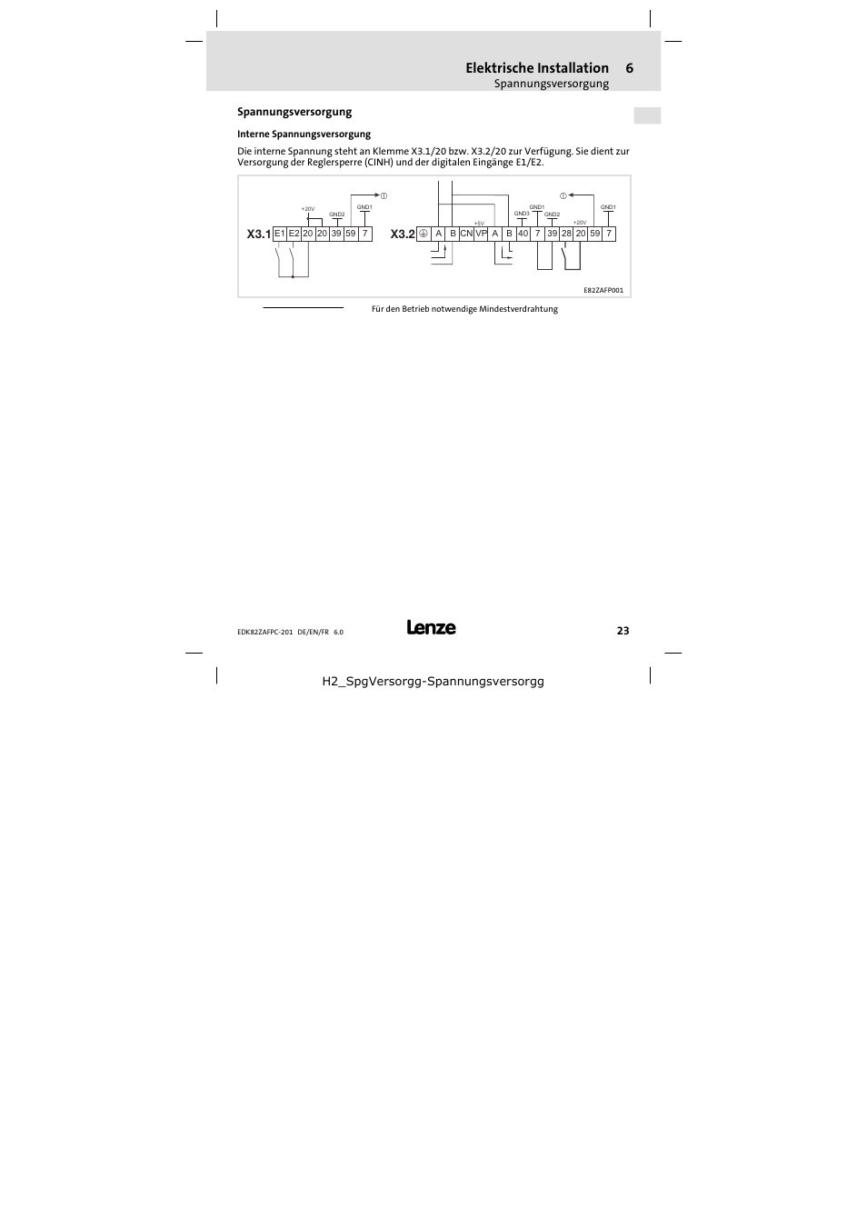 Spannungsversorgung, Elektrische installation | Lenze E82ZAFPC201 User Manual | Page 23 / 118