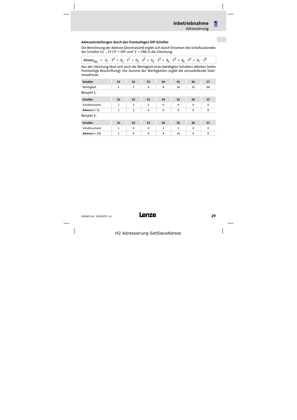 Inbetriebnahme | Lenze EMF2133IB User Manual | Page 29 / 104