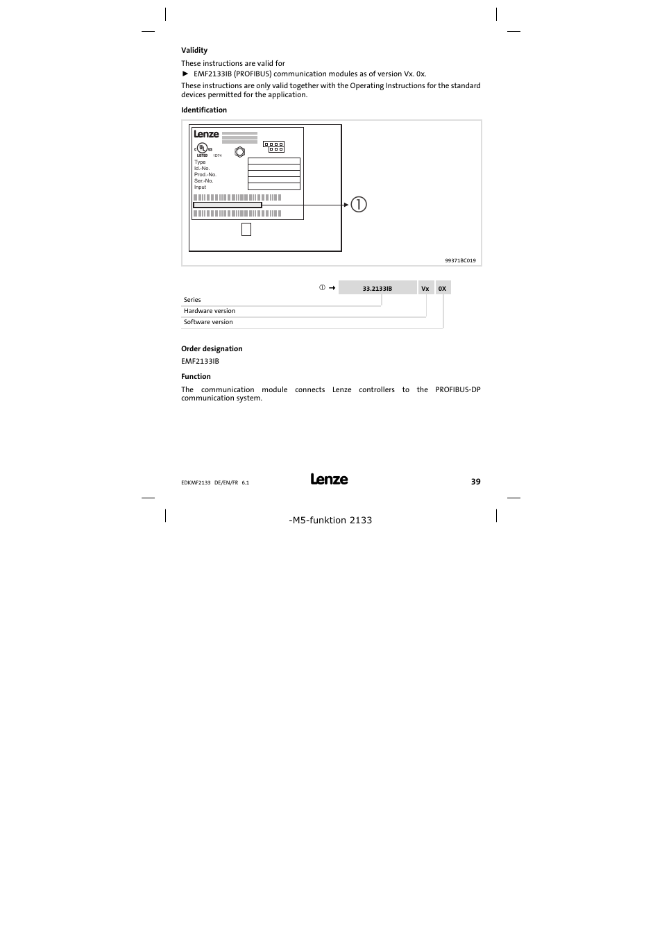 Validity | Lenze EMF2133IB User Manual | Page 39 / 104