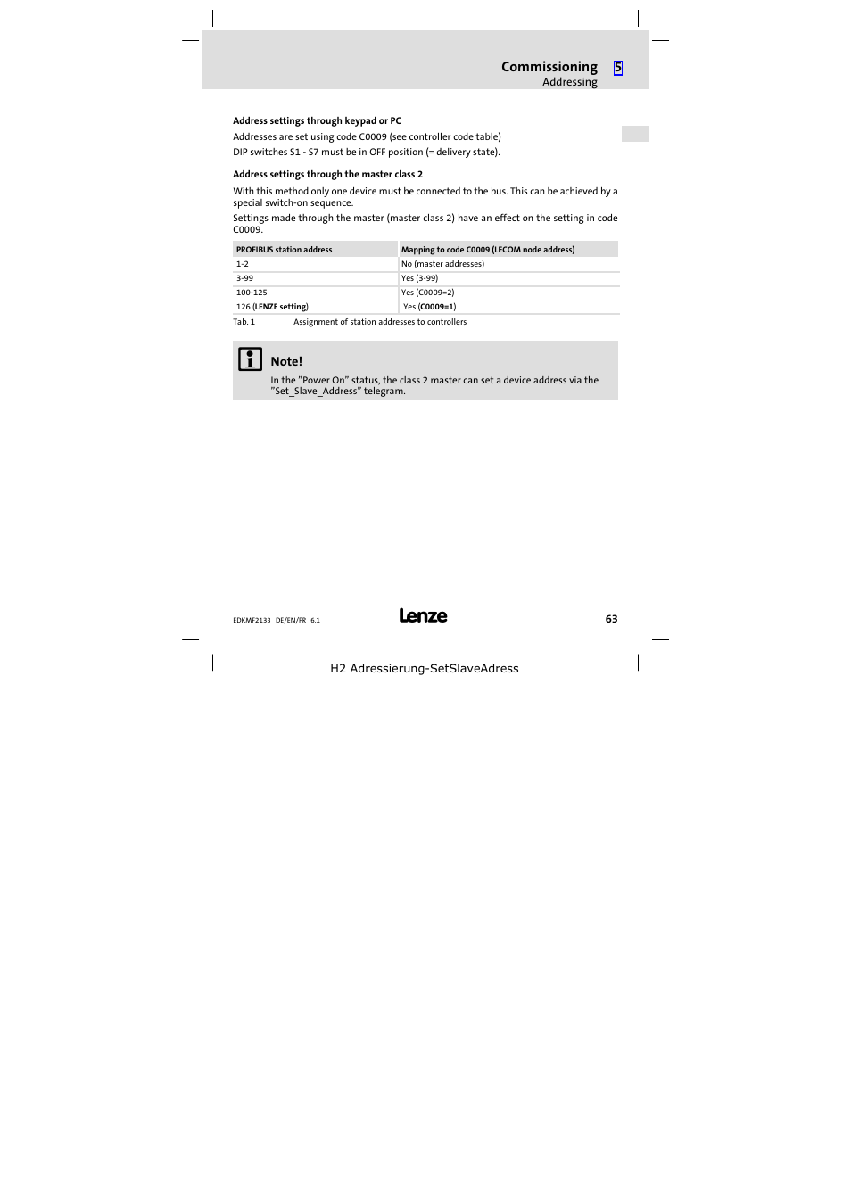 63) or, Commissioning | Lenze EMF2133IB User Manual | Page 63 / 104