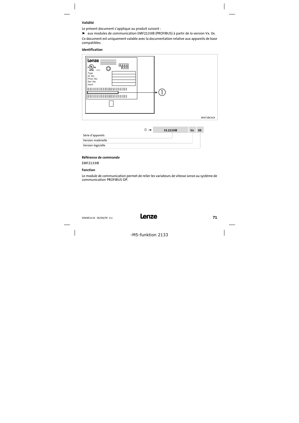Validité | Lenze EMF2133IB User Manual | Page 71 / 104