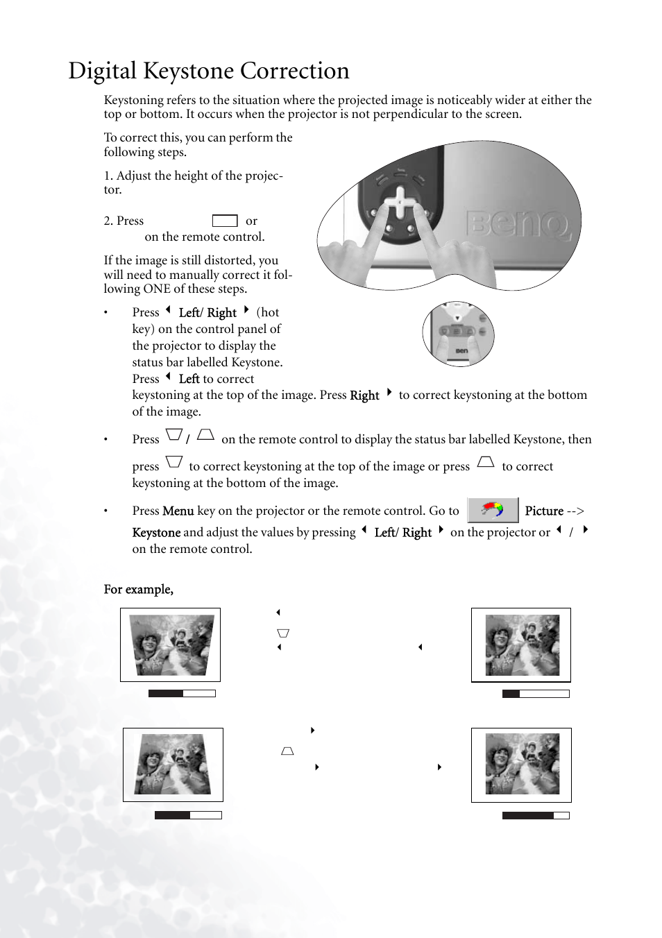 Digital keystone correction | BenQ PB2140/PB2240 User Manual | Page 22 / 44