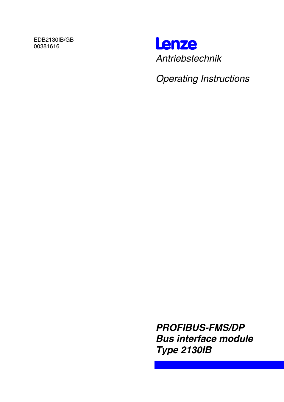 Lenze 2130IB User Manual | 92 pages