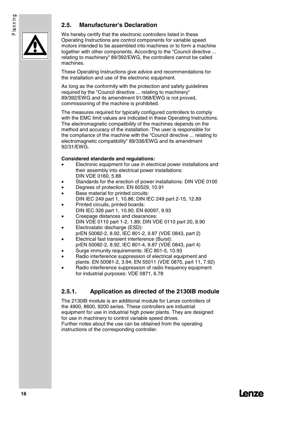 Lenze 2130IB User Manual | Page 18 / 92