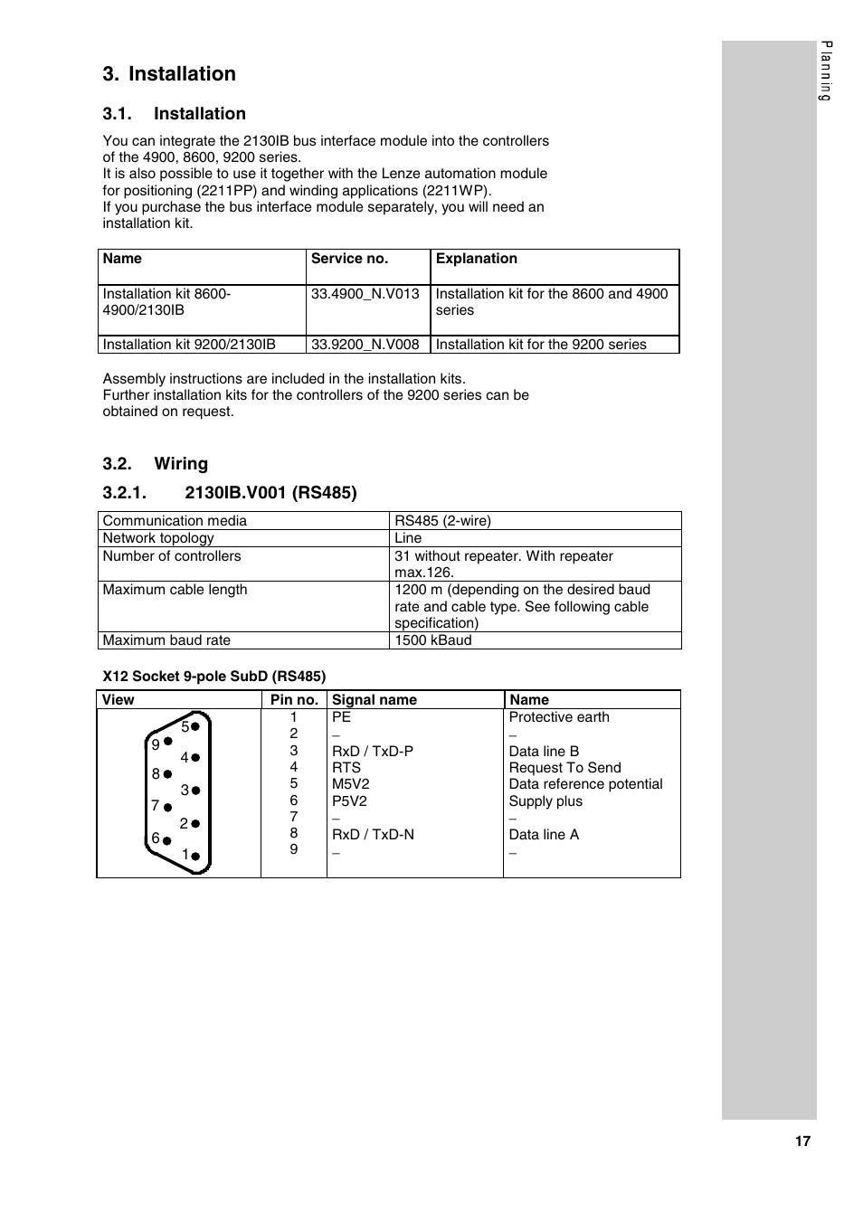 Installation | Lenze 2130IB User Manual | Page 19 / 92