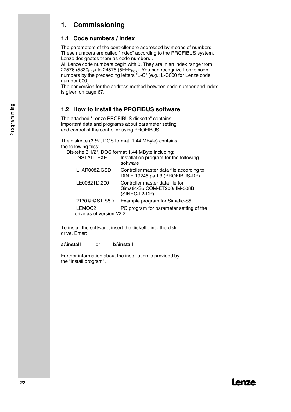Commissioning | Lenze 2130IB User Manual | Page 24 / 92