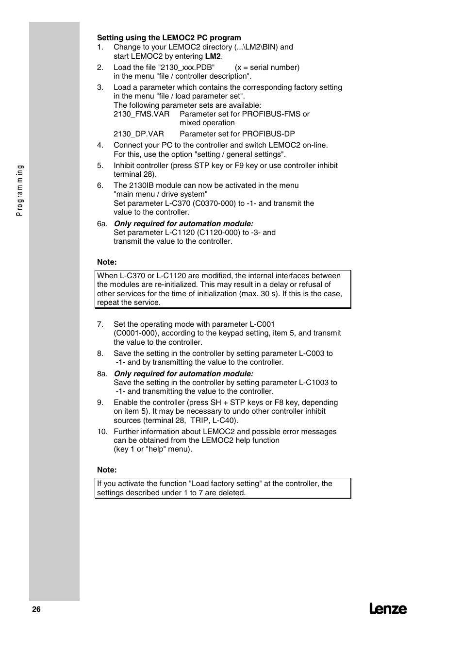 Lenze 2130IB User Manual | Page 28 / 92