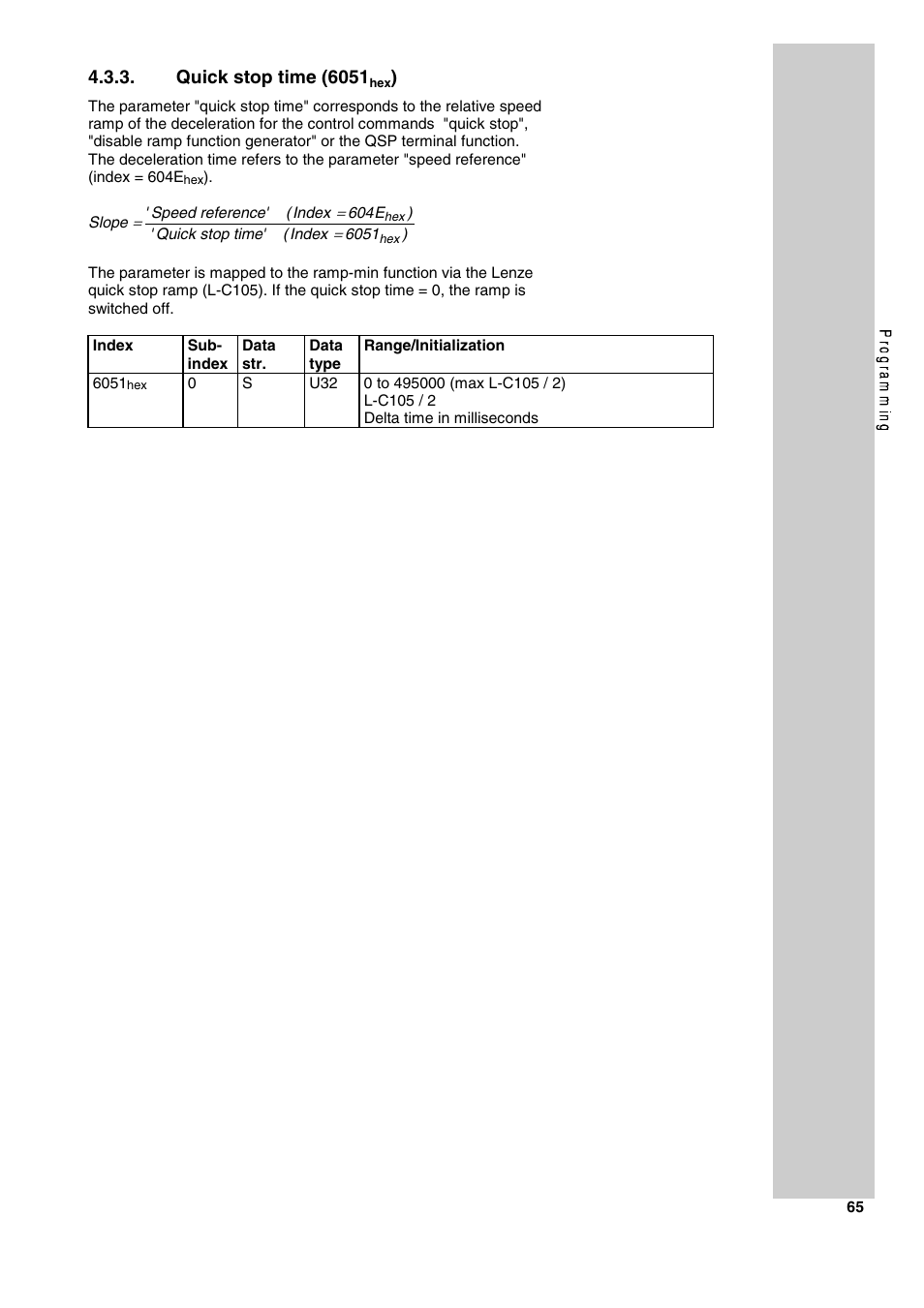 Quick stop time (6051 | Lenze 2130IB User Manual | Page 67 / 92