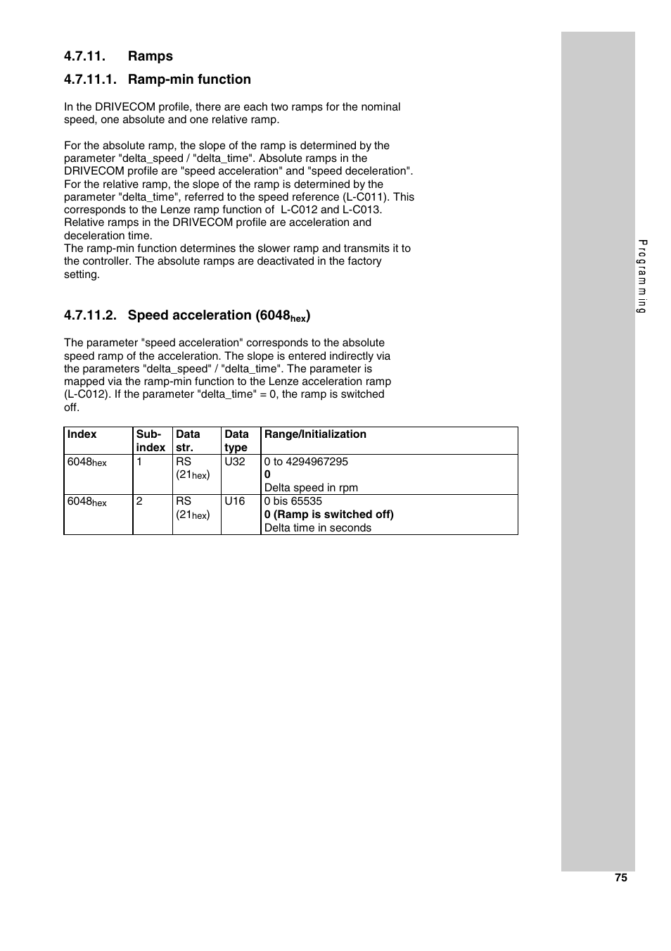 Speed acceleration (6048 | Lenze 2130IB User Manual | Page 77 / 92