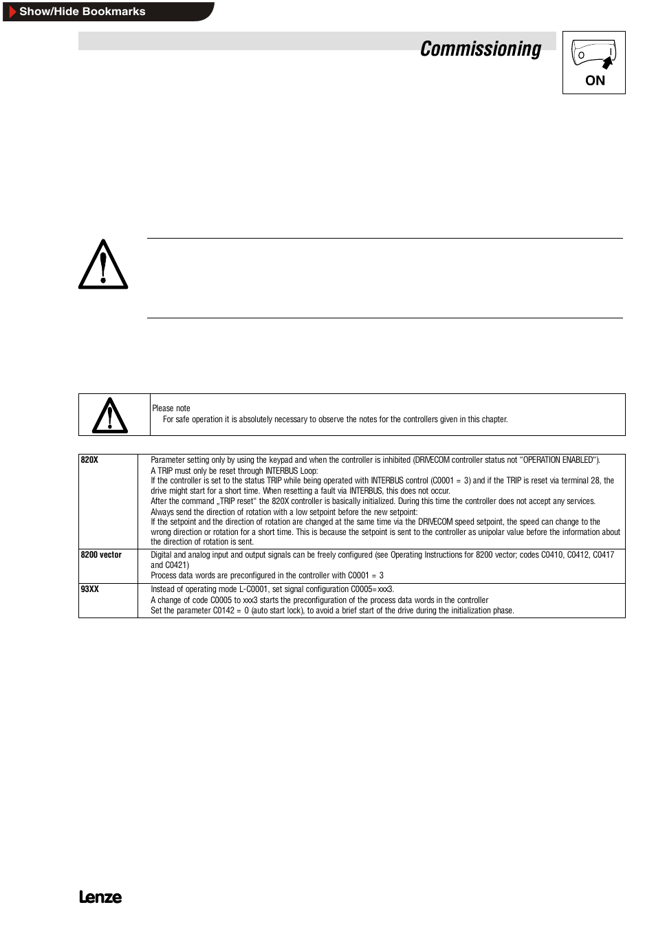 3 user defined control profile, 5 special features with 82xx, 8200 vector und 93xx, User defined control profile | Special features with 82xx, 8200 vector und 93xx, Commissioning, Danger | Lenze EMF2112IB User Manual | Page 21 / 53