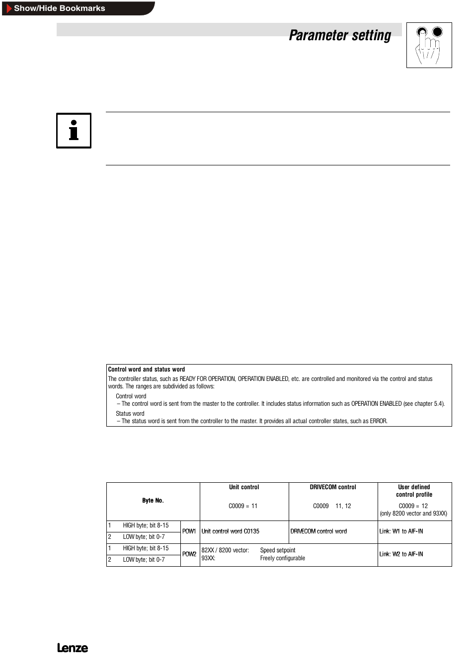 6 parameter setting, 1 process data, 1 process data assignment | 1 general information, Process data, Process data assignment, General information, Parameter setting, 6parameter setting | Lenze EMF2112IB User Manual | Page 23 / 53
