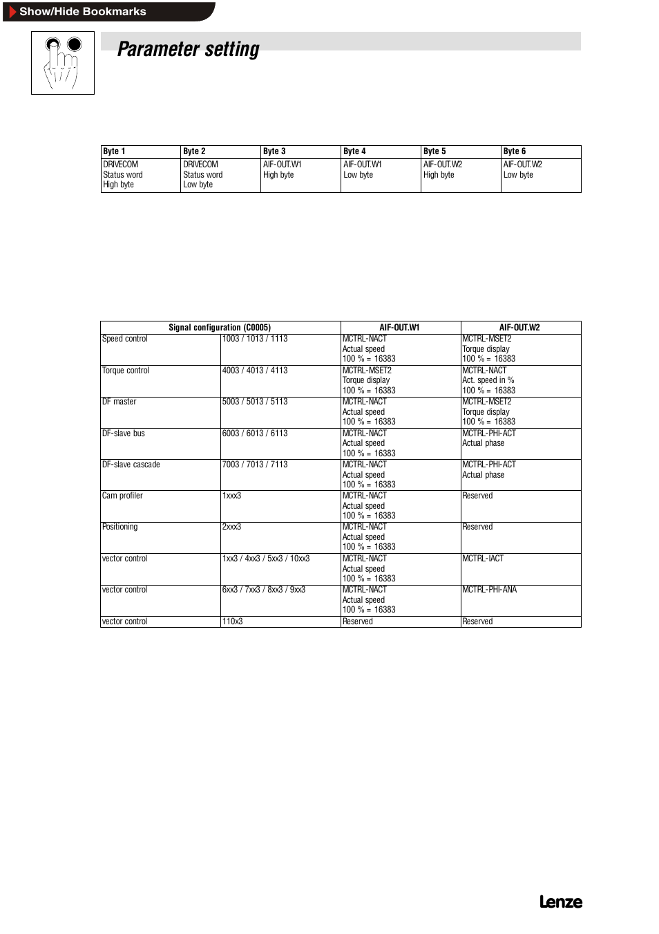 Parameter setting | Lenze EMF2112IB User Manual | Page 28 / 53