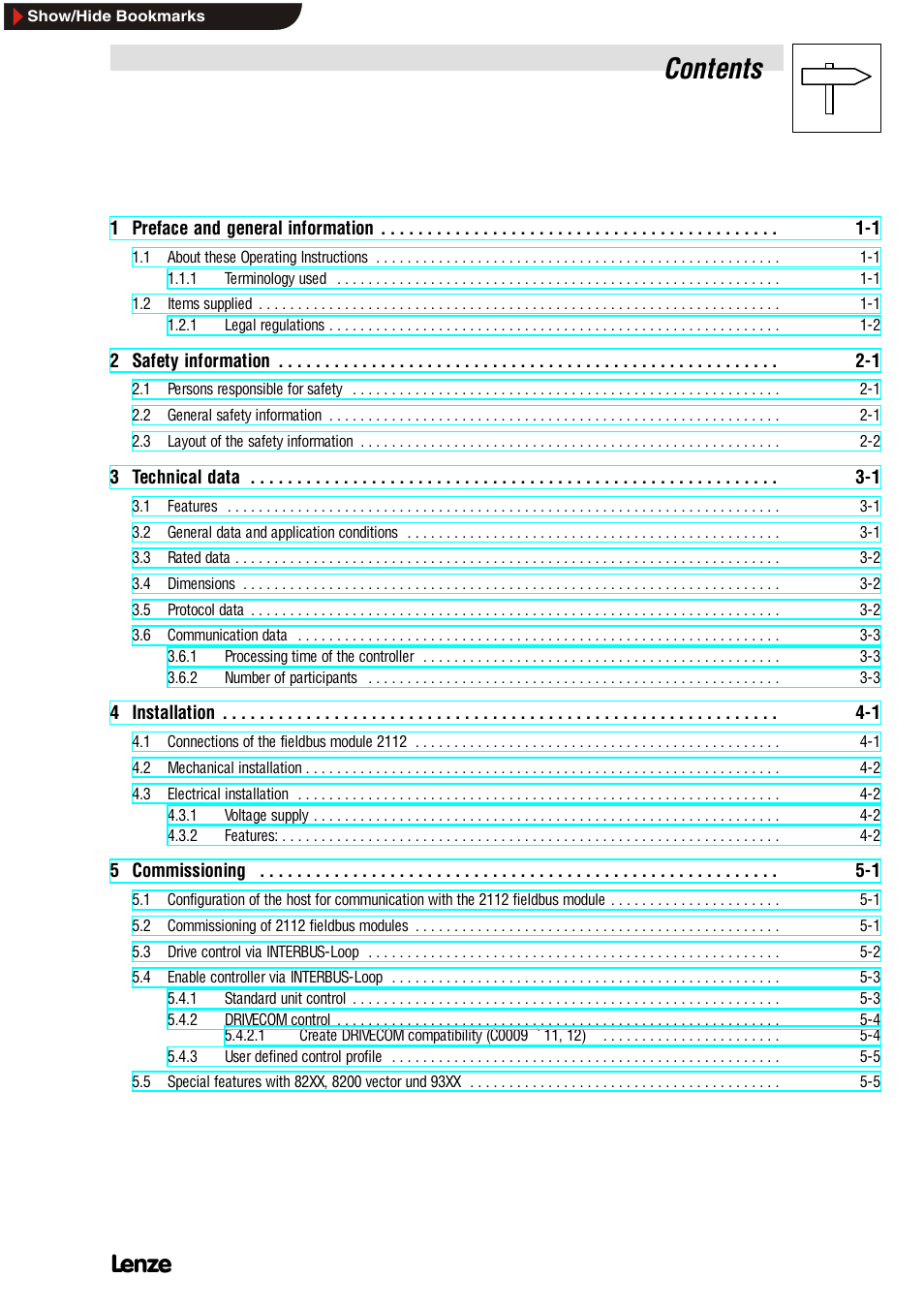 Lenze EMF2112IB User Manual | Page 3 / 53