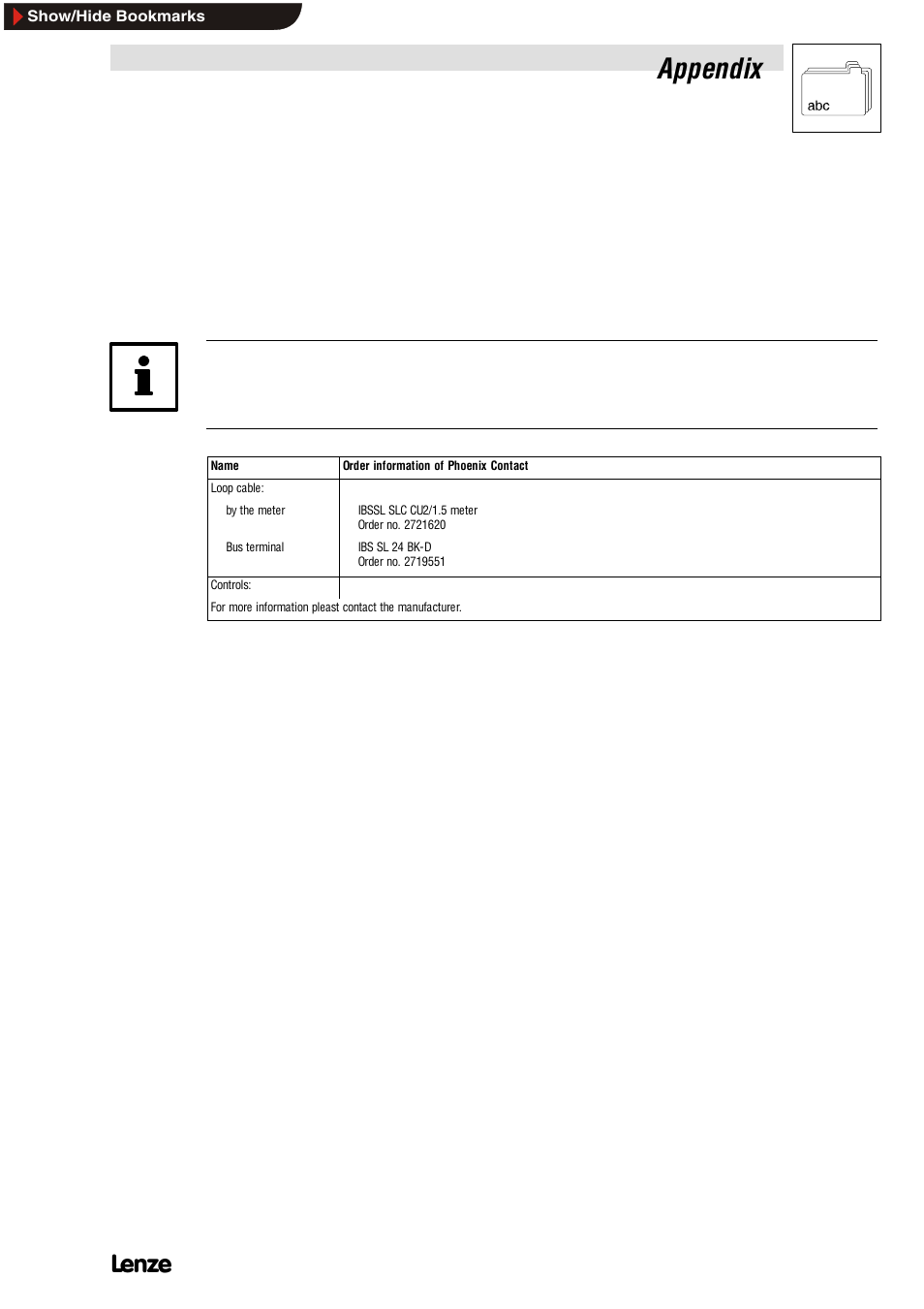 8 appendix, 1 accessories, Accessories | Appendix, 8appendix | Lenze EMF2112IB User Manual | Page 47 / 53