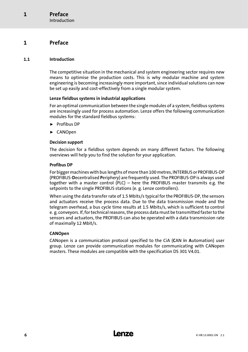 1 preface, 1 introduction, Preface | 1preface | Lenze 931W User Manual | Page 6 / 84
