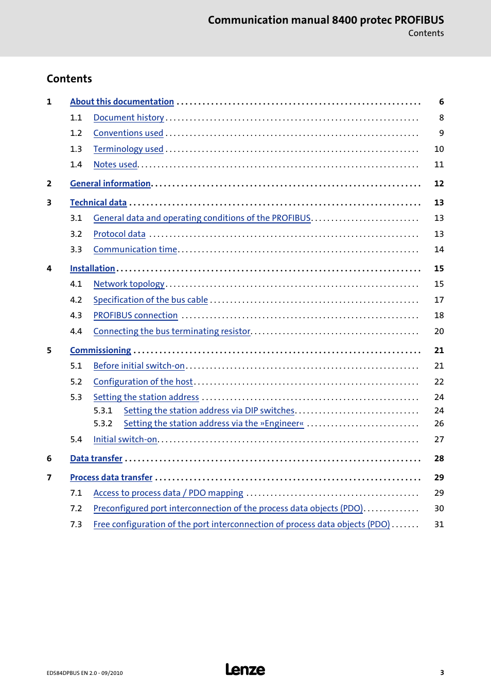 Lenze E84Dxxxx User Manual | Page 3 / 97